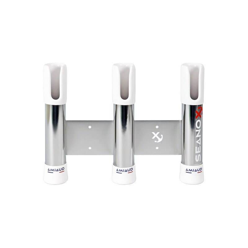 Porte-cannes inox Seanox 3 Cannes EMBOUTS BLANCS Porte-cannes inox Seanox 3 Cannes EMBOUTS BLANCS