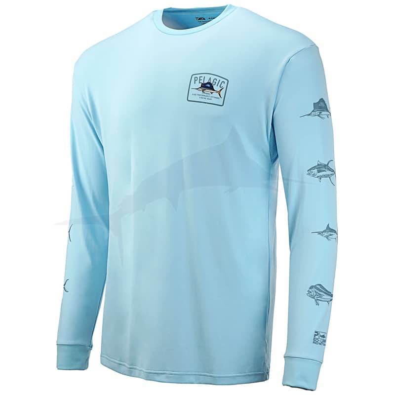 L-Shirt Pelagic Aquatek Game Fish Performance - Bleu Clair - avant L-Shirt Pelagic Aquatek Game Fish Performance - Bleu Clair - avant