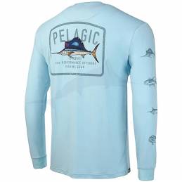 L-Shirt Pelagic Aquatek Game Fish Performance - Bleu Clair - arriere