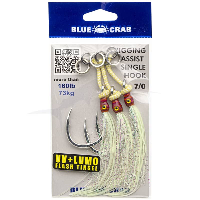 Blue Crab Jigging Assist Single Hook - 7/0 - White Blue Crab Jigging Assist Single Hook - 7/0 - White