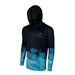 T-shirt à capuche Pelagic Exo-Tech Tahiti vue de face avec masque intégré