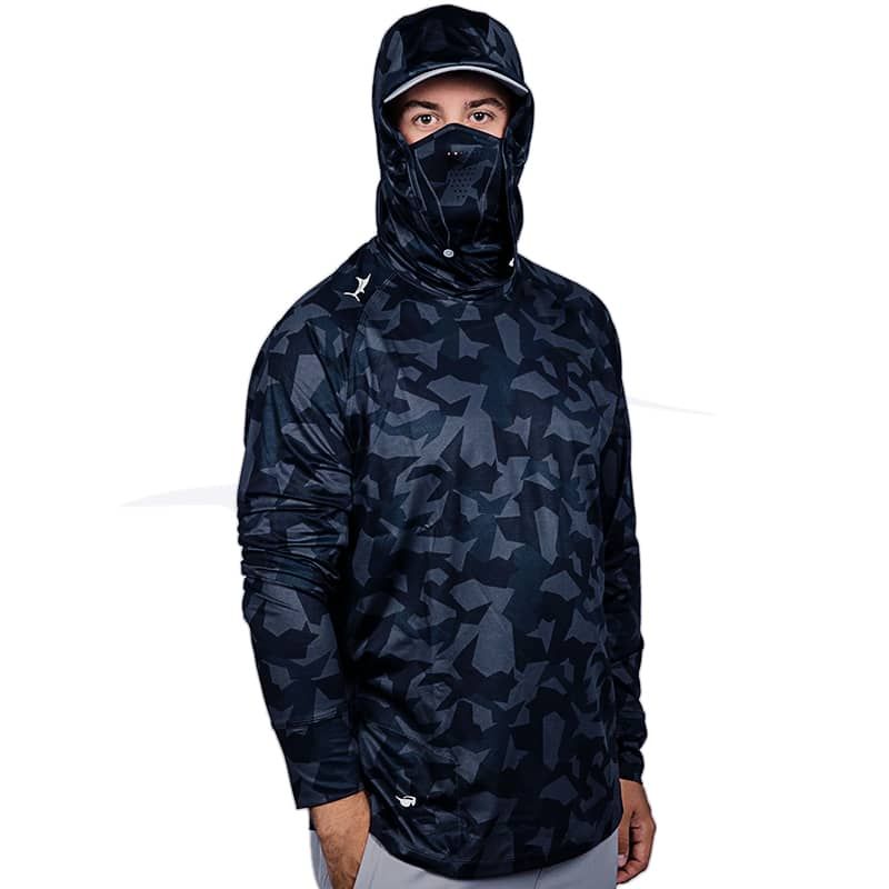Targeted Species Hooded LS Billfish Gear Tee - Steel Camo front Targeted Species Hooded LS Billfish Gear Tee - Steel Camo front