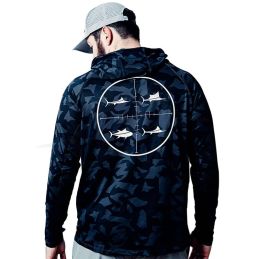 L-Shirt Targeted Species Hooded Billfish Gear - Steel Camo arriere