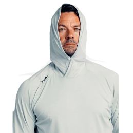 Tuna Silhouette Hooded LS Billfish Gear Tee - Light Grey front