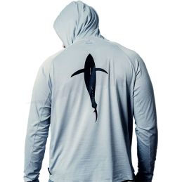 Tuna Silhouette Hooded LS Billfish Gear Tee - Light Grey back