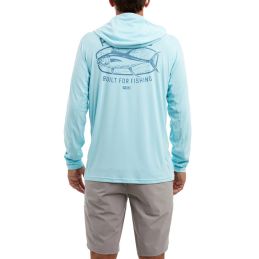 L-Shirt Pelagic Vaportek Map Fish- T-shirt porté, vue de dos