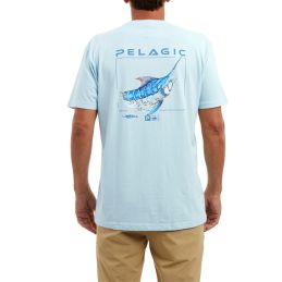 T-Shirt Pelagic Goione Marlin light blue porté vue dos