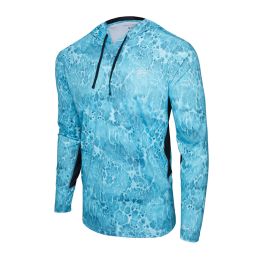 Chemise De Pêche PELAGIC Vaportek Homme – Bleu, Motif Hexagonal, Capuche, Taille M (occasion)